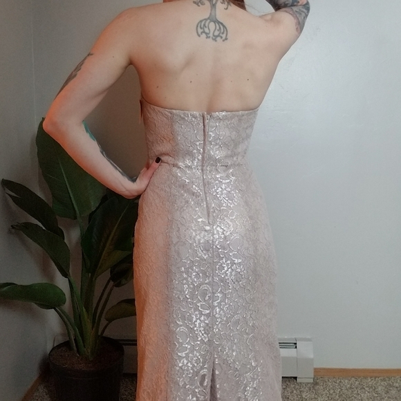 CopyLong Strapless Lace Dress with Sweetheart Neck - Picture 5 of 11